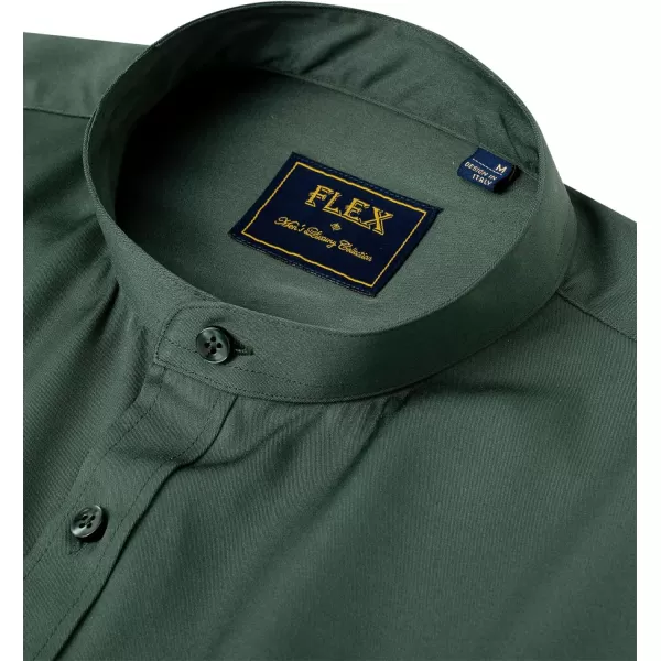 J.VER Mens Banded Collar Dress Shirts Long Sleeve Button Down Mandarin Collar Shirt Solid Stretch Shirt with Pocket