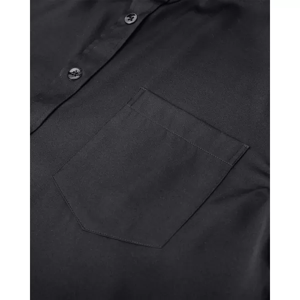 J.VER Mens Banded Collar Dress Shirts Long Sleeve Button Down Mandarin Collar Shirt Solid Stretch Shirt with Pocket