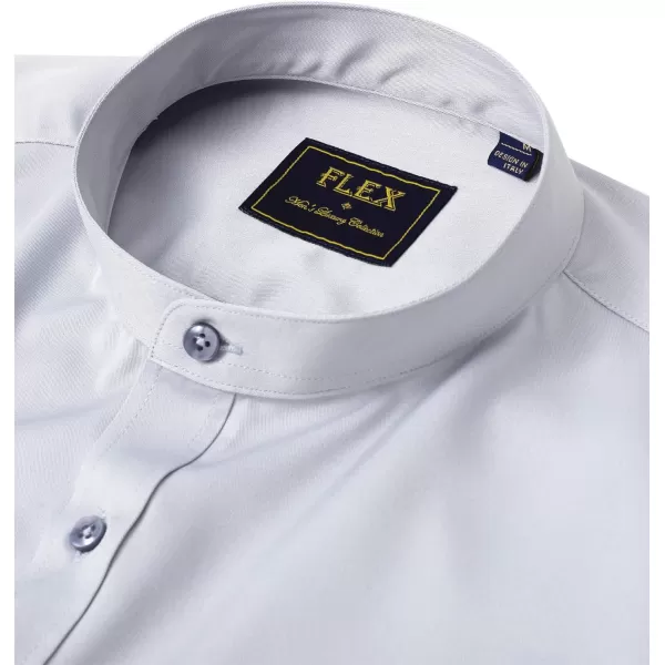 J.VER Mens Banded Collar Dress Shirts Long Sleeve Button Down Mandarin Collar Shirt Solid Stretch Shirt with Pocket