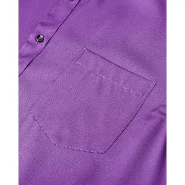 J.VER Mens Banded Collar Dress Shirts Long Sleeve Button Down Mandarin Collar Shirt Solid Stretch Shirt with Pocket