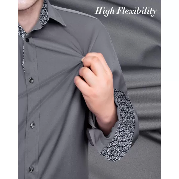 J.VER Men's Casual Long Sleeve Stretch Dress Shirt Wrinkle-Free Regular Fit Button Down Shirts