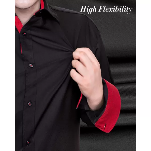 J.VER Men's Casual Long Sleeve Stretch Dress Shirt Wrinkle-Free Regular Fit Button Down Shirts