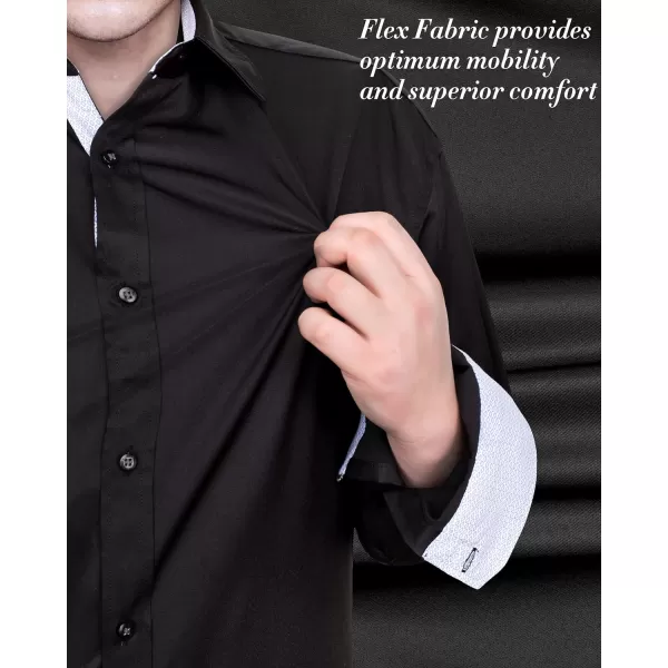 J.VER Men's Casual Long Sleeve Stretch Dress Shirt Wrinkle-Free Regular Fit Button Down Shirts