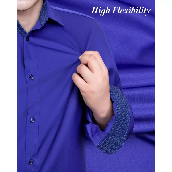 J.VER Men's Casual Long Sleeve Stretch Dress Shirt Wrinkle-Free Regular Fit Button Down Shirts
