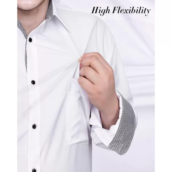 J.VER Men's Casual Long Sleeve Stretch Dress Shirt Wrinkle-Free Regular Fit Button Down Shirts