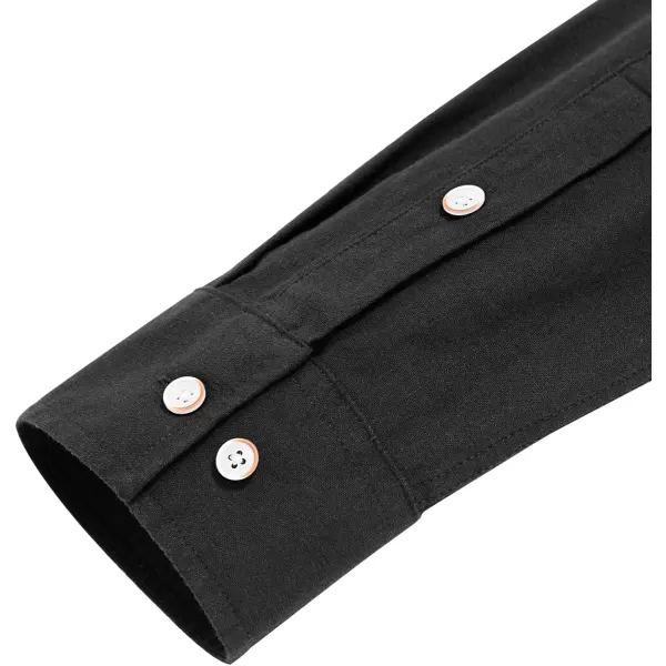 J.VER Men's Cotton Linen Long Sleeve Shirts Casual Button Down Banded Collar Shirt Beach Summer Tops with Pocket