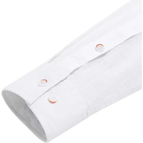 J.VER Men's Cotton Linen Long Sleeve Shirts Casual Button Down Banded Collar Shirt Beach Summer Tops with Pocket