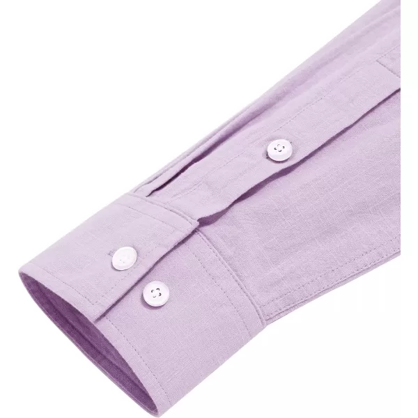 J.VER Men's Cotton Linen Long Sleeve Shirts Casual Button Down Banded Collar Shirt Beach Summer Tops with Pocket