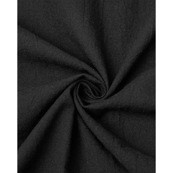 J.VER Men's Cotton Linen Long Sleeve Shirts Casual Button Down Banded Collar Shirt Beach Summer Tops with Pocket