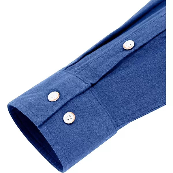 J.VER Men's Cotton Linen Long Sleeve Shirts Casual Button Down Banded Collar Shirt Beach Summer Tops with Pocket