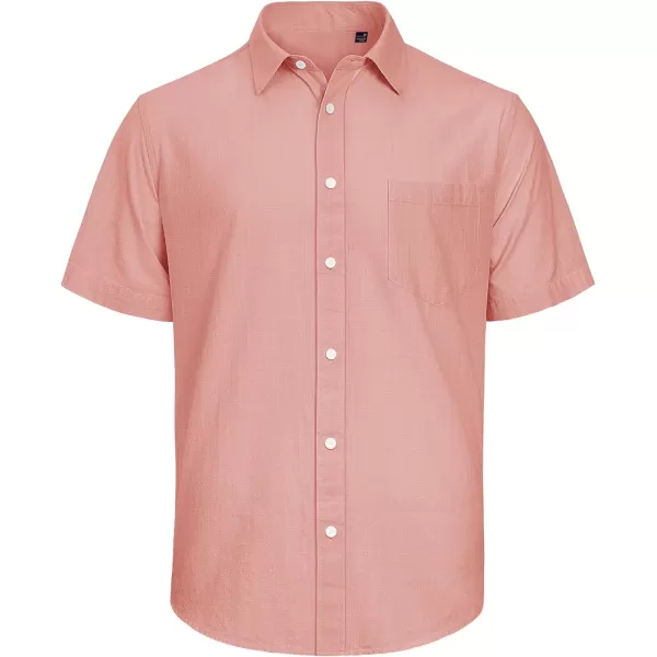J.VER Men's Cotton Linen Short Sleeve Shirts Casual Lightweight Button Down Shirts Vacation Beach Summer Tops with Pocket