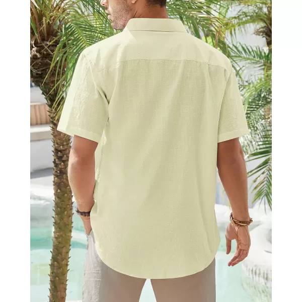 J.VER Men's Cotton Linen Short Sleeve Shirts Casual Lightweight Button Down Shirts Vacation Beach Summer Tops with Pocket
