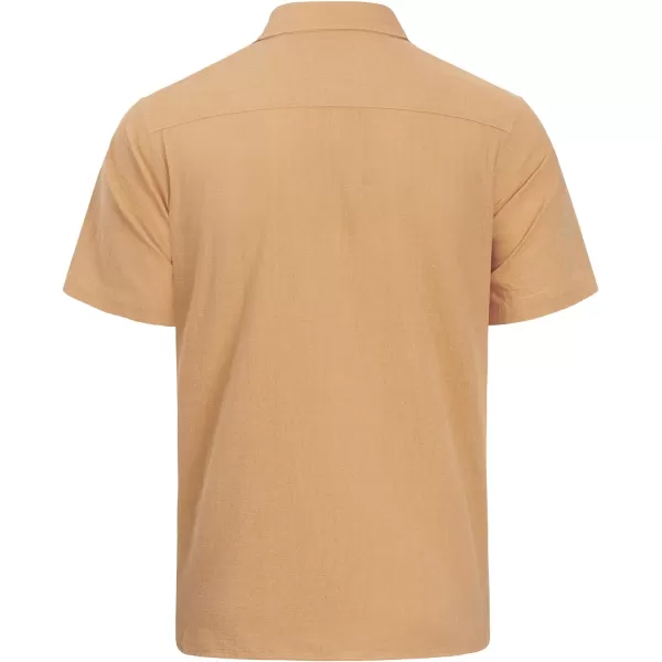 J.VER Men's Cotton Linen Short Sleeve Shirts Casual Lightweight Button Down Shirts Vacation Beach Summer Tops with Pocket