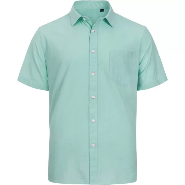J.VER Men's Cotton Linen Short Sleeve Shirts Casual Lightweight Button Down Shirts Vacation Beach Summer Tops with Pocket