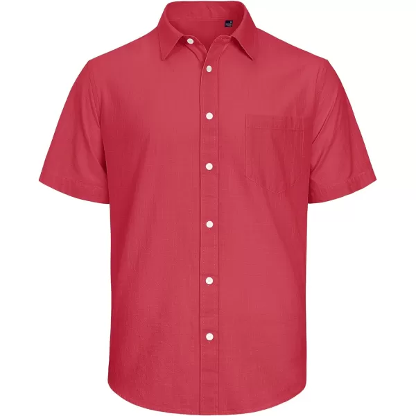 J.VER Men's Cotton Linen Short Sleeve Shirts Casual Lightweight Button Down Shirts Vacation Beach Summer Tops with Pocket