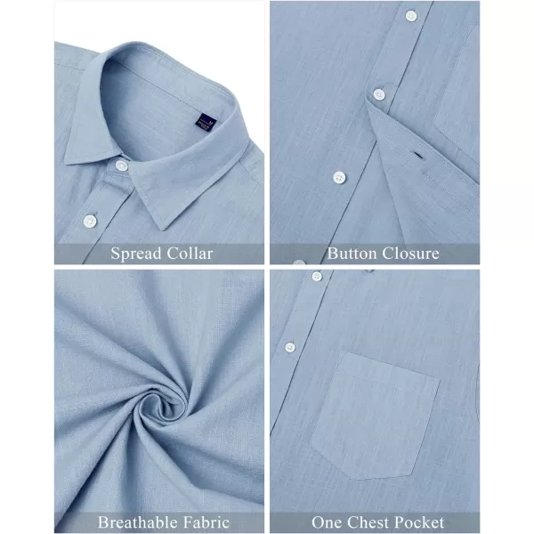 J.VER Men's Cotton Linen Short Sleeve Shirts Casual Lightweight Button Down Shirts Vacation Beach Summer Tops with Pocket
