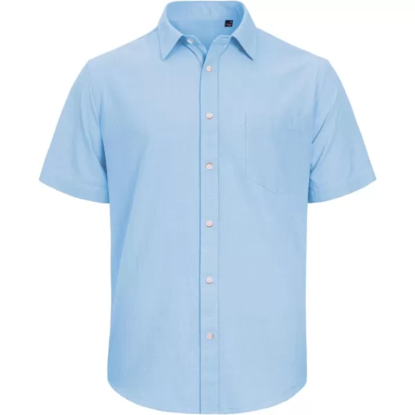 J.VER Men's Cotton Linen Short Sleeve Shirts Casual Lightweight Button Down Shirts Vacation Beach Summer Tops with Pocket