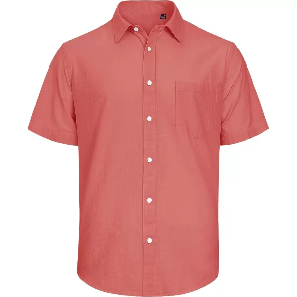 J.VER Men's Cotton Linen Short Sleeve Shirts Casual Lightweight Button Down Shirts Vacation Beach Summer Tops with Pocket
