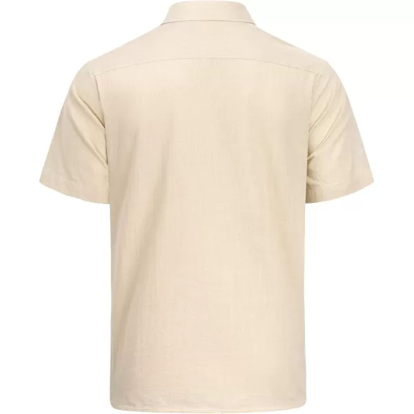 J.VER Men's Cotton Linen Short Sleeve Shirts Casual Lightweight Button Down Shirts Vacation Beach Summer Tops with Pocket