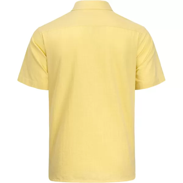 J.VER Men's Cotton Linen Short Sleeve Shirts Casual Lightweight Button Down Shirts Vacation Beach Summer Tops with Pocket