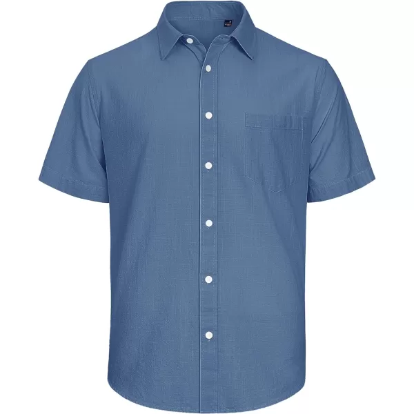 J.VER Men's Cotton Linen Short Sleeve Shirts Casual Lightweight Button Down Shirts Vacation Beach Summer Tops with Pocket