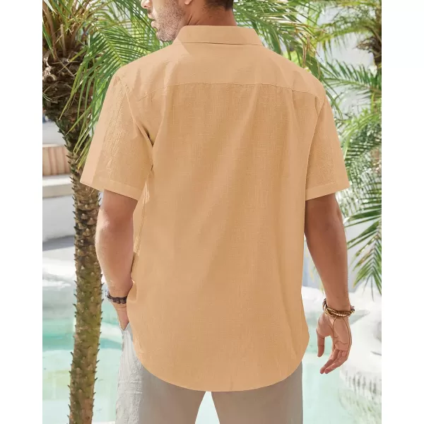 J.VER Men's Cotton Linen Short Sleeve Shirts Casual Lightweight Button Down Shirts Vacation Beach Summer Tops with Pocket