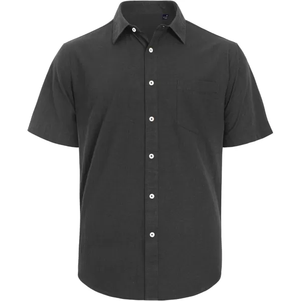 J.VER Men's Cotton Linen Short Sleeve Shirts Casual Lightweight Button Down Shirts Vacation Beach Summer Tops with Pocket
