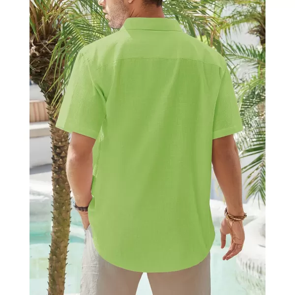 J.VER Men's Cotton Linen Short Sleeve Shirts Casual Lightweight Button Down Shirts Vacation Beach Summer Tops with Pocket