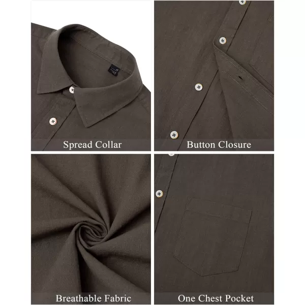 J.VER Men's Cotton Linen Short Sleeve Shirts Casual Lightweight Button Down Shirts Vacation Beach Summer Tops with Pocket