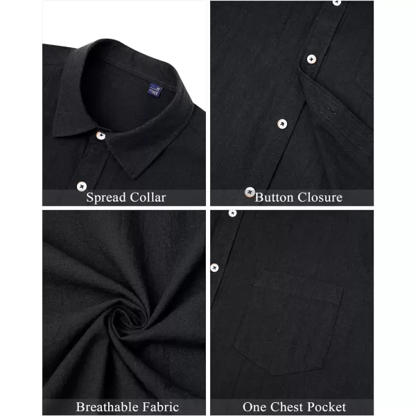 J.VER Men's Cotton Linen Short Sleeve Shirts Casual Lightweight Button Down Shirts Vacation Beach Summer Tops with Pocket