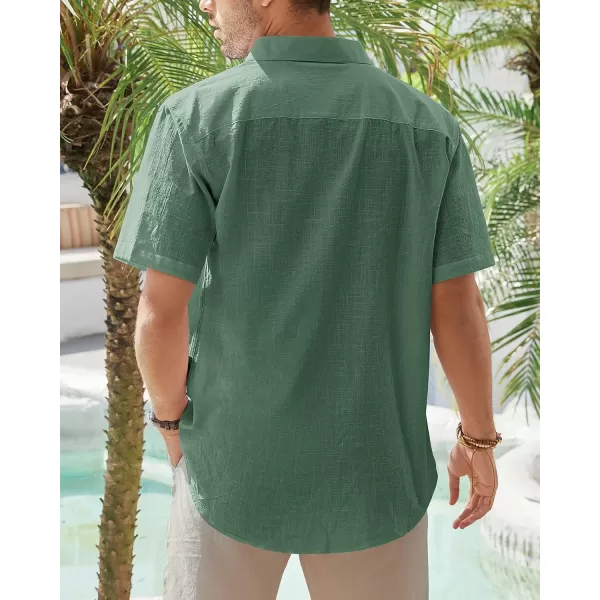 J.VER Men's Cotton Linen Short Sleeve Shirts Casual Lightweight Button Down Shirts Vacation Beach Summer Tops with Pocket
