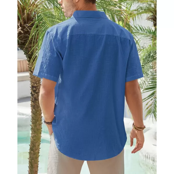 J.VER Men's Cotton Linen Short Sleeve Shirts Casual Lightweight Button Down Shirts Vacation Beach Summer Tops with Pocket