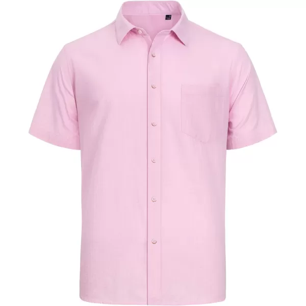 J.VER Men's Cotton Linen Short Sleeve Shirts Casual Lightweight Button Down Shirts Vacation Beach Summer Tops with Pocket