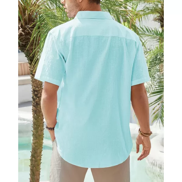 J.VER Men's Cotton Linen Short Sleeve Shirts Casual Lightweight Button Down Shirts Vacation Beach Summer Tops with Pocket