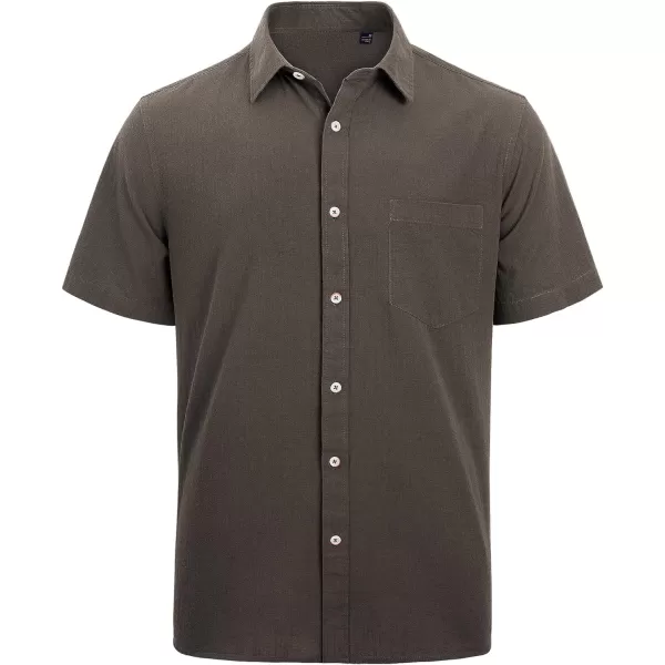 J.VER Men's Cotton Linen Short Sleeve Shirts Casual Lightweight Button Down Shirts Vacation Beach Summer Tops with Pocket