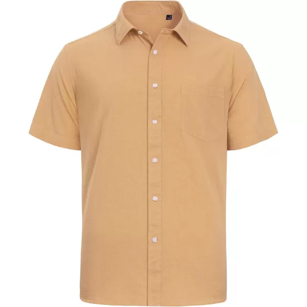 J.VER Men's Cotton Linen Short Sleeve Shirts Casual Lightweight Button Down Shirts Vacation Beach Summer Tops with Pocket