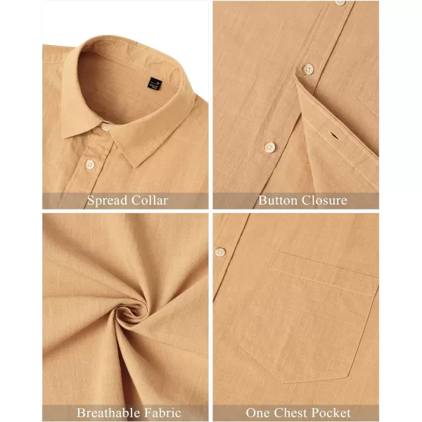 J.VER Men's Cotton Linen Short Sleeve Shirts Casual Lightweight Button Down Shirts Vacation Beach Summer Tops with Pocket