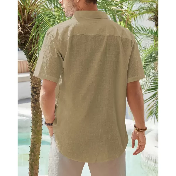 J.VER Men's Cotton Linen Short Sleeve Shirts Casual Lightweight Button Down Shirts Vacation Beach Summer Tops with Pocket