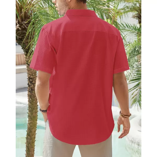 J.VER Men's Cotton Linen Short Sleeve Shirts Casual Lightweight Button Down Shirts Vacation Beach Summer Tops with Pocket