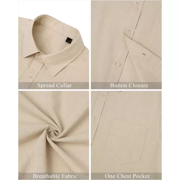 J.VER Men's Cotton Linen Short Sleeve Shirts Casual Lightweight Button Down Shirts Vacation Beach Summer Tops with Pocket