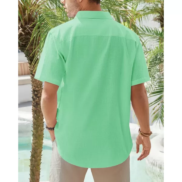 J.VER Men's Cotton Linen Short Sleeve Shirts Casual Lightweight Button Down Shirts Vacation Beach Summer Tops with Pocket