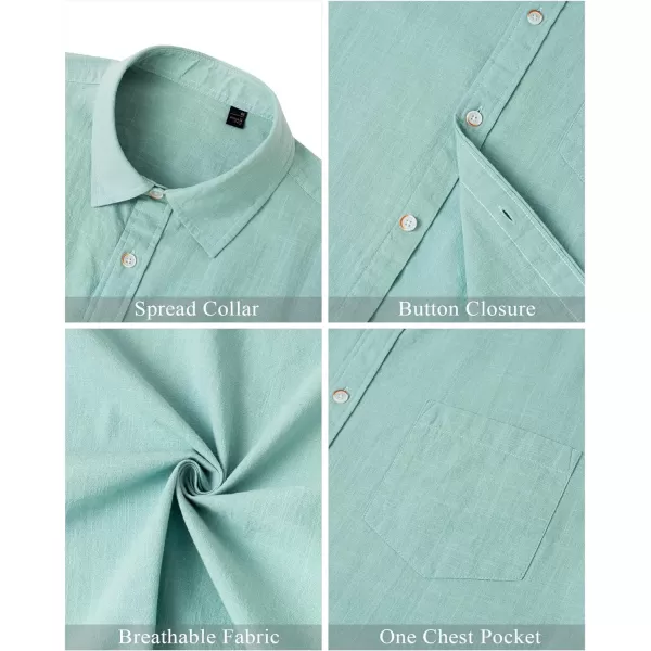 J.VER Men's Cotton Linen Short Sleeve Shirts Casual Lightweight Button Down Shirts Vacation Beach Summer Tops with Pocket