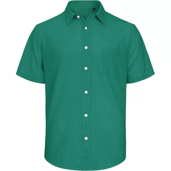 J.VER Men's Cotton Linen Short Sleeve Shirts Casual Lightweight Button Down Shirts Vacation Beach Summer Tops with Pocket