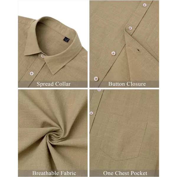J.VER Men's Cotton Linen Short Sleeve Shirts Casual Lightweight Button Down Shirts Vacation Beach Summer Tops with Pocket