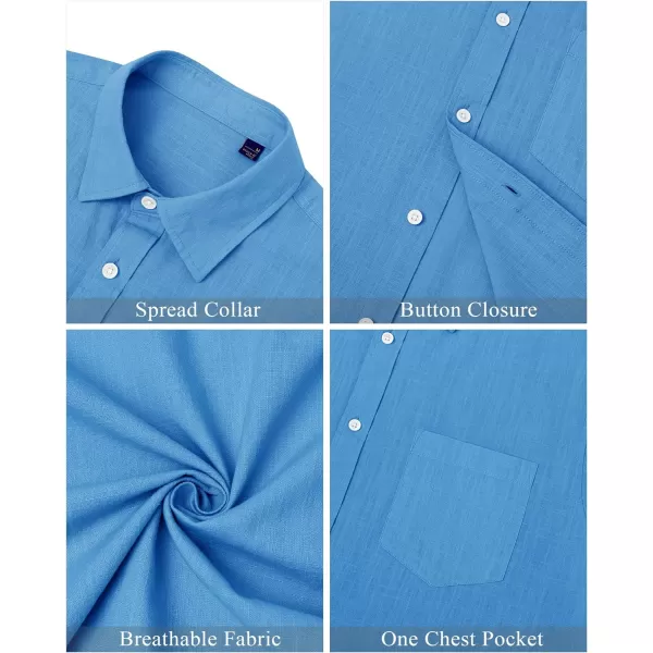 J.VER Men's Cotton Linen Short Sleeve Shirts Casual Lightweight Button Down Shirts Vacation Beach Summer Tops with Pocket