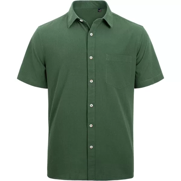 J.VER Men's Cotton Linen Short Sleeve Shirts Casual Lightweight Button Down Shirts Vacation Beach Summer Tops with Pocket