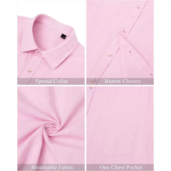 J.VER Men's Cotton Linen Short Sleeve Shirts Casual Lightweight Button Down Shirts Vacation Beach Summer Tops with Pocket