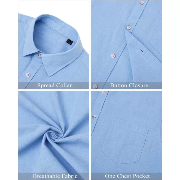 J.VER Men's Cotton Linen Short Sleeve Shirts Casual Lightweight Button Down Shirts Vacation Beach Summer Tops with Pocket