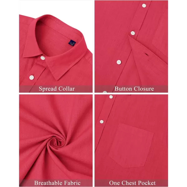 J.VER Men's Cotton Linen Short Sleeve Shirts Casual Lightweight Button Down Shirts Vacation Beach Summer Tops with Pocket