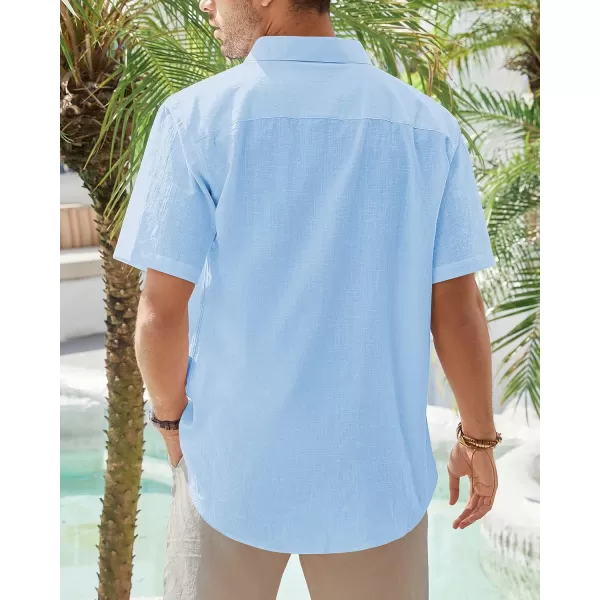 J.VER Men's Cotton Linen Short Sleeve Shirts Casual Lightweight Button Down Shirts Vacation Beach Summer Tops with Pocket
